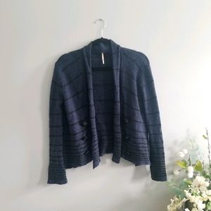 Free People Cardigan Navy Blue with Black Stripes